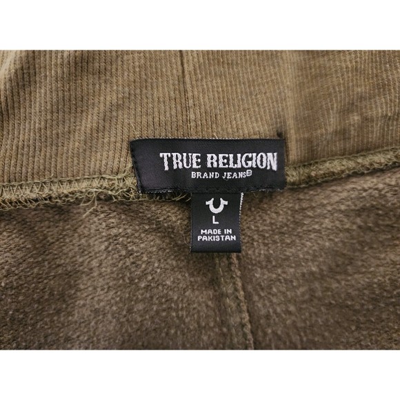 True Religion Youth Size L Jogger Fleece Sweatpants Olive Green Logo Print - Picture 6 of 8